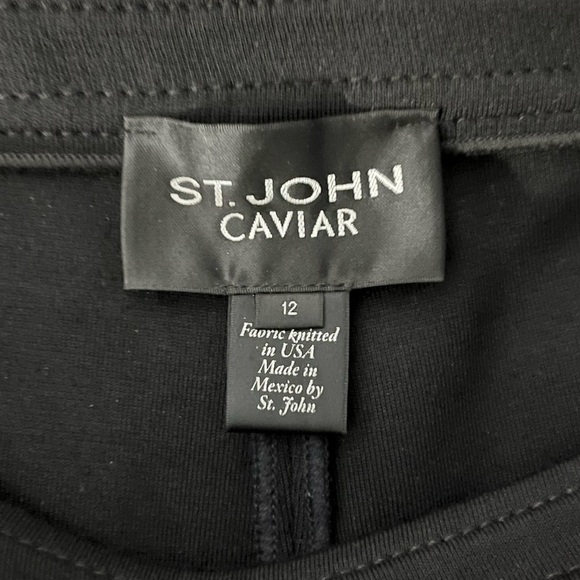 St. John Caviar Black Cigarette Ankle Pants Size 12 Side Zip Closure Wool Blend - Picture 7 of 13